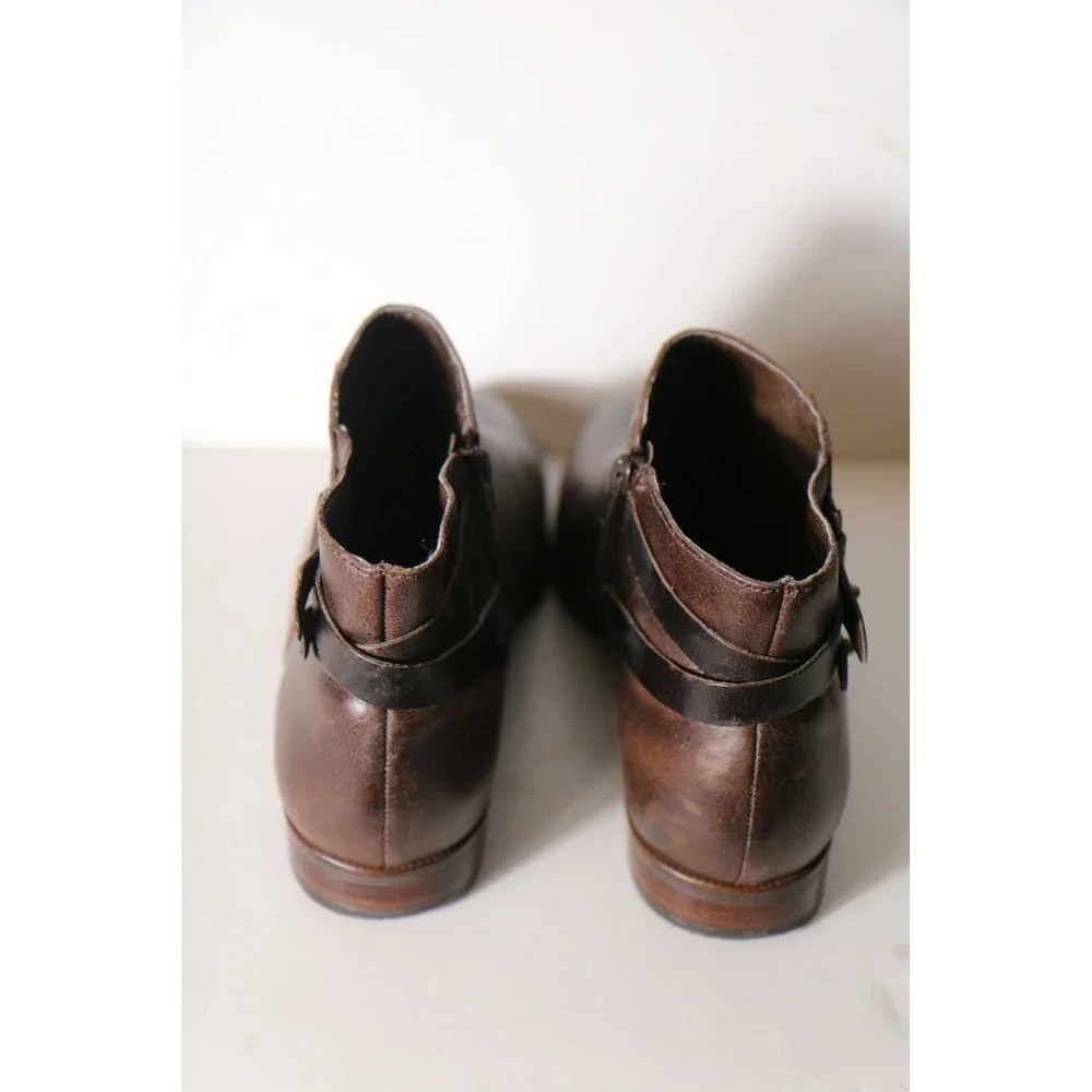 J Jill Melodie Double Wrap Brown Leather Ankle Bootie Womens 11 Boho Antique